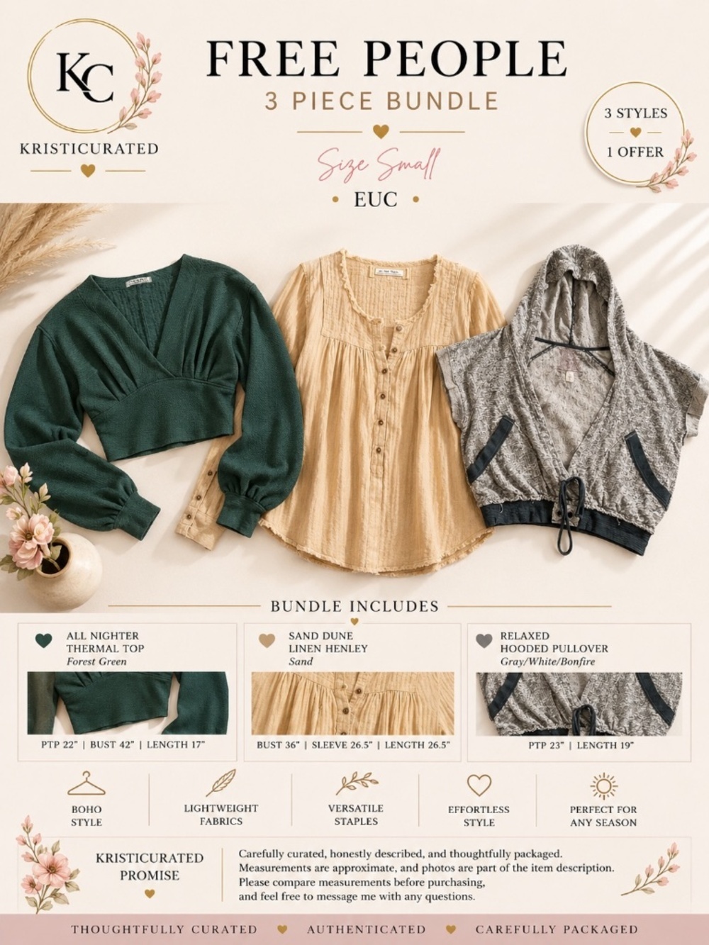 🖤 Free People Curated Capsule Collection | 3 Piece Bundle | Size Small | EUC - Picture 2 of 12